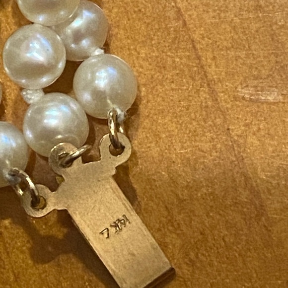 Vintage 14k tri band pearl bracelet - Picture 2 of 4